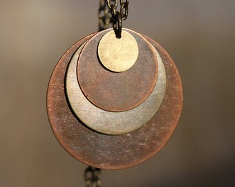 Mixed Metal Pendant Necklace Copper Necklace Pendant Boho Necklace Bohemian Necklace Copper Necklace Pendant Bohemian Jewelry Boho Jewelry