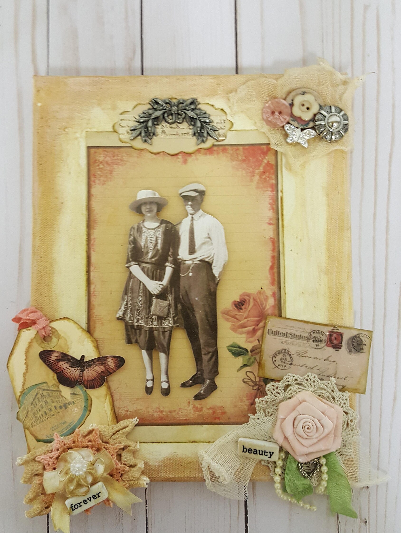 Vintage Tim Holtz People Photo Canvas Collage 8x10