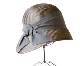 Gray Straw Cloche Hat Women's Hat Spring Cloche Hat Spring Fashion Fall Fashion Fall Accessories Fall Hat Wedding Hat Simple Cloche Hat