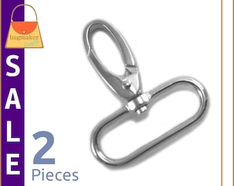 On Sale : 1-1/2 Inch Swivel Snap Hooks, Nickel Finish, 2 Pieces, Handbag Purse Bag Making Hardware Supplies, 1.5", 1.5 Inch, SNP-AA113