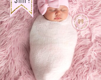 Hospital Newborn hat Newborn baby girl beanie with bow pink Newborn Hat newborn Coming home outift Baby Girl Hospital Hat Newborn Girl Hat