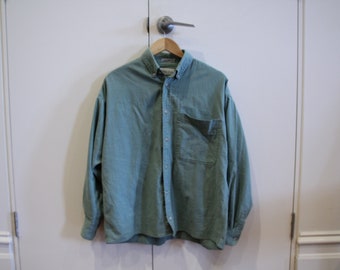 Large Blue Green Long sleeve Oxford Shirt