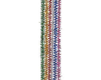 100, 6mm, Multi Color Tinsel Chenille Stems, Pipe Cleaners, 12" Long