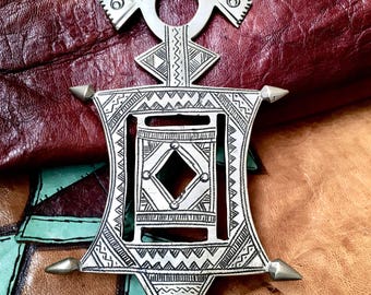 Large Tuareg Cross with Tifinagh signs at the back incl. Leather Cord