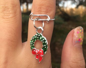 CHRISTMAS WREATH RING, Christmas ring, christmas jewelry, wreath ring, Christmas wreath, holiday ring, holiday jewelry