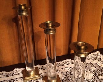 Exquisite, Vintage Lucite and Brass Candleholders