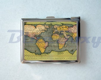 map of the world cigarette case with lighter cigarette box card holder