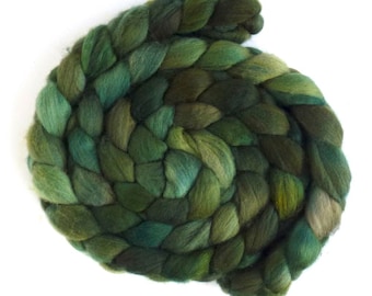 Hand Spinning Roving, Organic Polwarth - Hand Dyed, Fiesta Green