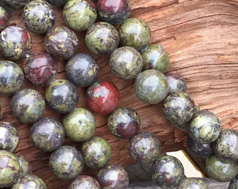 Natural Dragon Blood Jasper 10mm Round Beads, 16 Inch Strand(G01034)