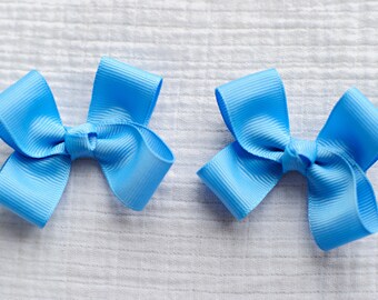 Hair Bows, Copen Blue Clippies,Pigtail Hair Bows,Alligator Clips,3 Inches Wide