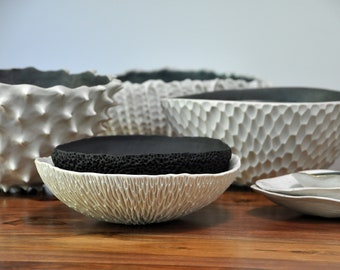 SALE Large Geode Bowl - White Ceramic Bowl, Handmade Ceramic Bowl, Hostess Gift, Wedding Gift, Engagement Gift