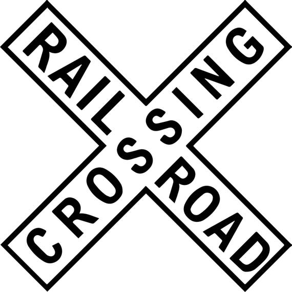 Railroad Crossing Sign Railway Steam Train Engine Locomotive