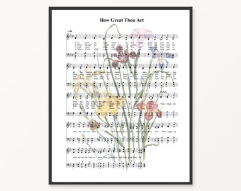 How Great Thou Art Hymn Print Sheet Music Large Wall Art
