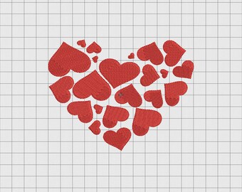 Heart of Hearts Valentine Embroidery Design in 3x3 4x4 5x5 and 6x6 Sizes