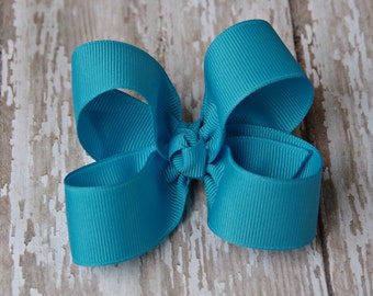 Turquoise Toddler Hair Bow 3 Inch Alligator Clip Baby Hairbow