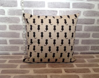 Black cat pillow cover, cat cushion cover, Black cat, christmas present, cat pillow