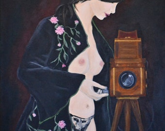 PRIVATE MOMENT - Original Acrylic Painting, 22 x 28 inches
