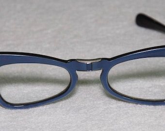 Vintage 1950's Blue Pearlized Folding Glasses
