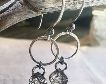 Rutilated Quartz Silver Ring Earrings