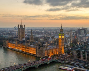 Sun setting over Westminster