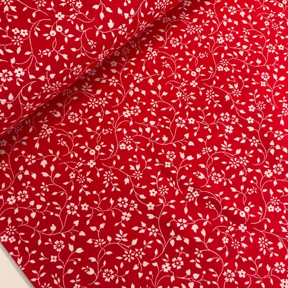 Red Floral Vine Cotton Fabric from the Flower Sugar Wind