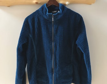 deep sea blue Woolrich wide wale corduroy jacket w/ zipper