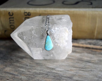 Real Turquoise Necklace, Small Turquoise Pendant, Turquoise Bridal Jewelry, Kingman Turquoise, Simple Turquoise Necklace