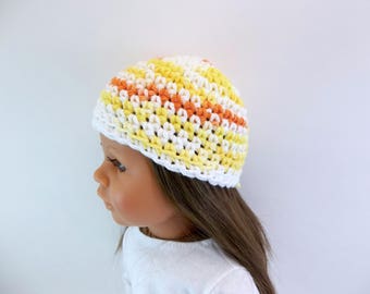 18 inch Doll Crochet Hat Yellow Orange and White Variegated Yarn Accessories Toys