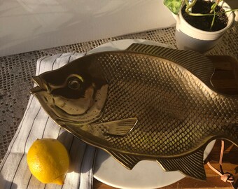 Gorgeous Vintage Brass Fish Platter