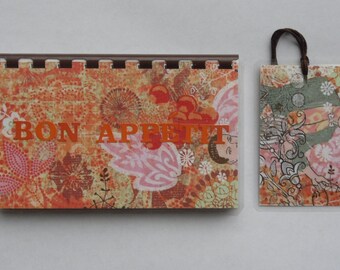 Handmade Orange 'Bon Appetit' Blank Recipe book for Personal Recipes