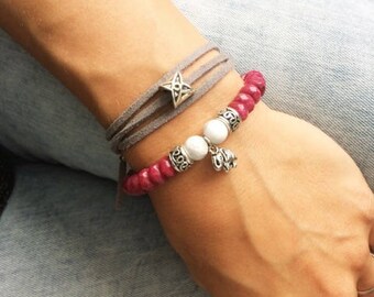 Natural stone bracelet elephant bracelet wrap bracelet