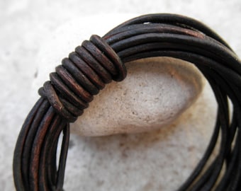 Natural Antique Brown- 1mm Leather Cord - By the Yard