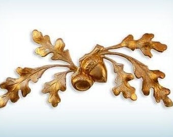 1 Raw Brass Stamping Branch Acorns with Leaves ~ Fairy decor embellishment 36 mm Dapped Woodland Stamping~ AMERICAN MADE Quality