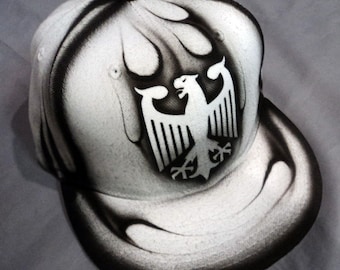 Airbrushed German Eagle Snapback Hat Hand Painted airbrush