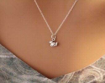 Sterling Silver Rubber Duck Necklace, Tiny Rubber Ducky Charm Necklace, Rubber Duck Necklace, Rubber Ducky Necklace, Rubber Duck Necklace