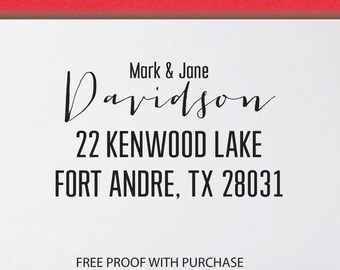 CUSTOM ADDRESS STAMP, preinked return address stamp, Calligraphy Address Stamp, Family gift - 7V
