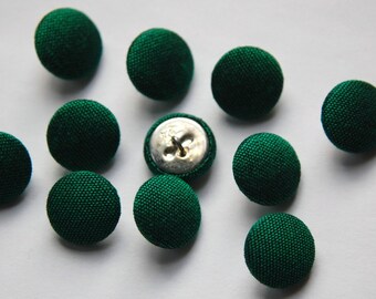 Vintage Emerald Green Silk Buttons 15mm btn002M
