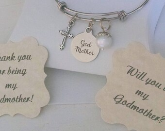 Godmother Bracelet, Godmother Gift, Will You Be My Godmother, Thank You For Godmother, SALE, Stainless Steel Adjustable Bangle