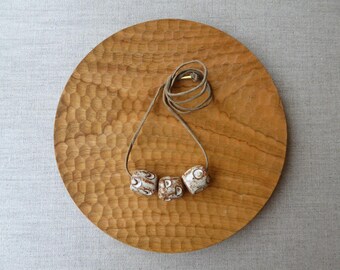 Moon Phase Raku Stoneware Bead Necklace