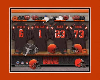 Cleveland Browns Personalized Locker Room Print - NFL Gift - NFL Print - Framed Print