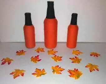 Handcrafted Halloween Pumpkin Bottle Trio