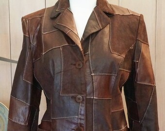 Free Shipping! St. John Sport by Marie Gray Brown Leather and Suede Jacket - Size M