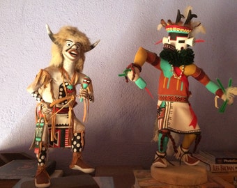 pair Navajo Dine Kachina Katsina Kachinas Katsinas dancers doll sculpture art figure Buffalo Chop