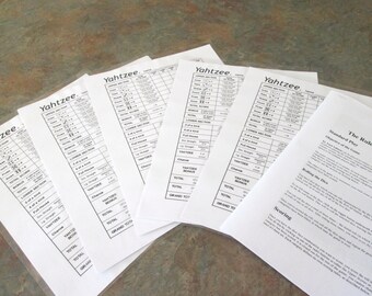 yahtzee score card etsy