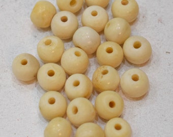 Beads Indonesian White Bone Round Vintage Beads 12mm