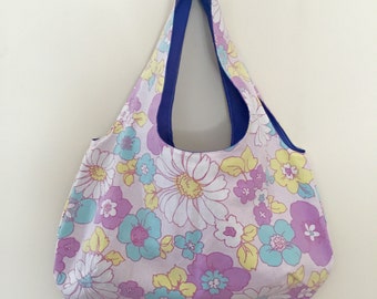 Vintage Purple Floral, Shoulder Bag Handmade by Over It! Designs, Vintage Sheet.