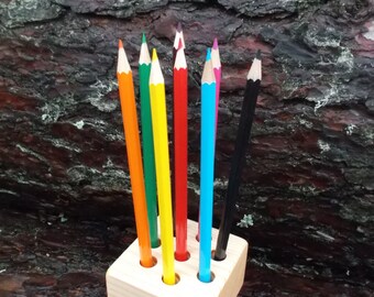 Wooden pencil holder, Pen holder, Wooden desk organizer, Office organizer, Home decor, Christmas gift, desk accessories, Paint brush holder
