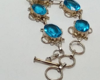 Silver and Blue Glass Bracelet / Silver Artisan Bracelet / Silver Handmade Bracelet / Artisan Bracelet / Handmade Jewelry /
