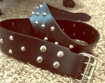 Studded leather belt | Etsy