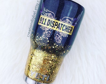 Glitter Yeti / Dispatcher / Thin Gold Line / 911 Dispatcher / Dispatcher Yeti/ First Responder / Police Dispatcher / Law Enforcement / 911